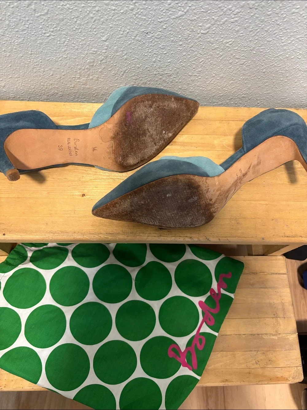 Boden Teal Suede Pointed-Toe D'Orsay Pumps